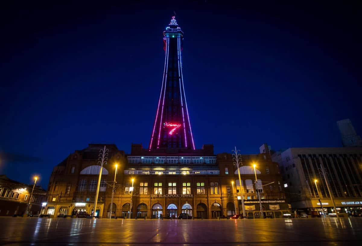 Blackpool Tower is lit in the colours of Help for Heroes to warn over number of servicemen & women who are medically discharged