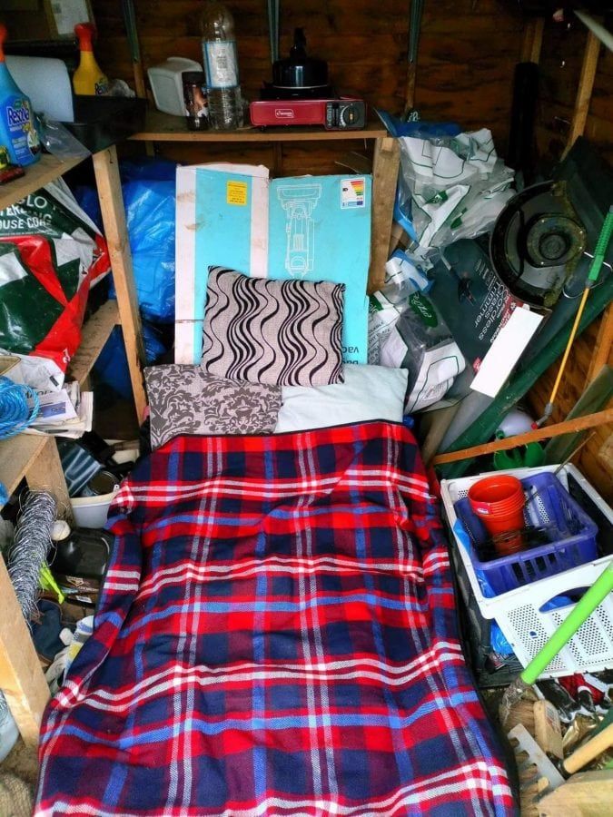 veteran forced to sleep in shed