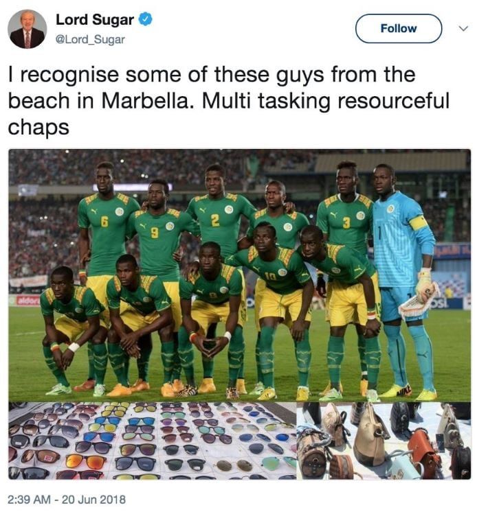 Alan Sugar racist tweet