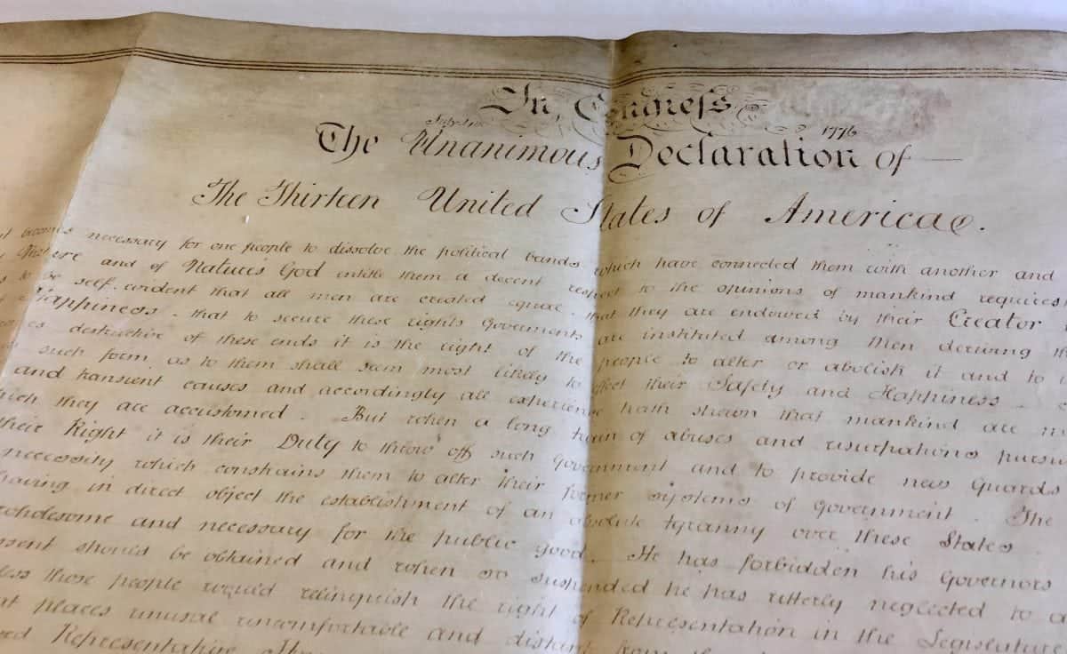 Parchment in Sussex archive is one of only two original copies – of the Declaration of Independence