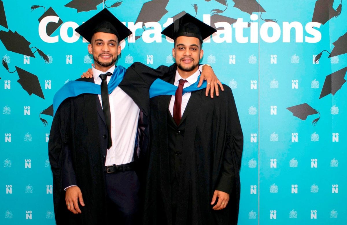 Identical twins both graduate with first class honours degree in the same subject