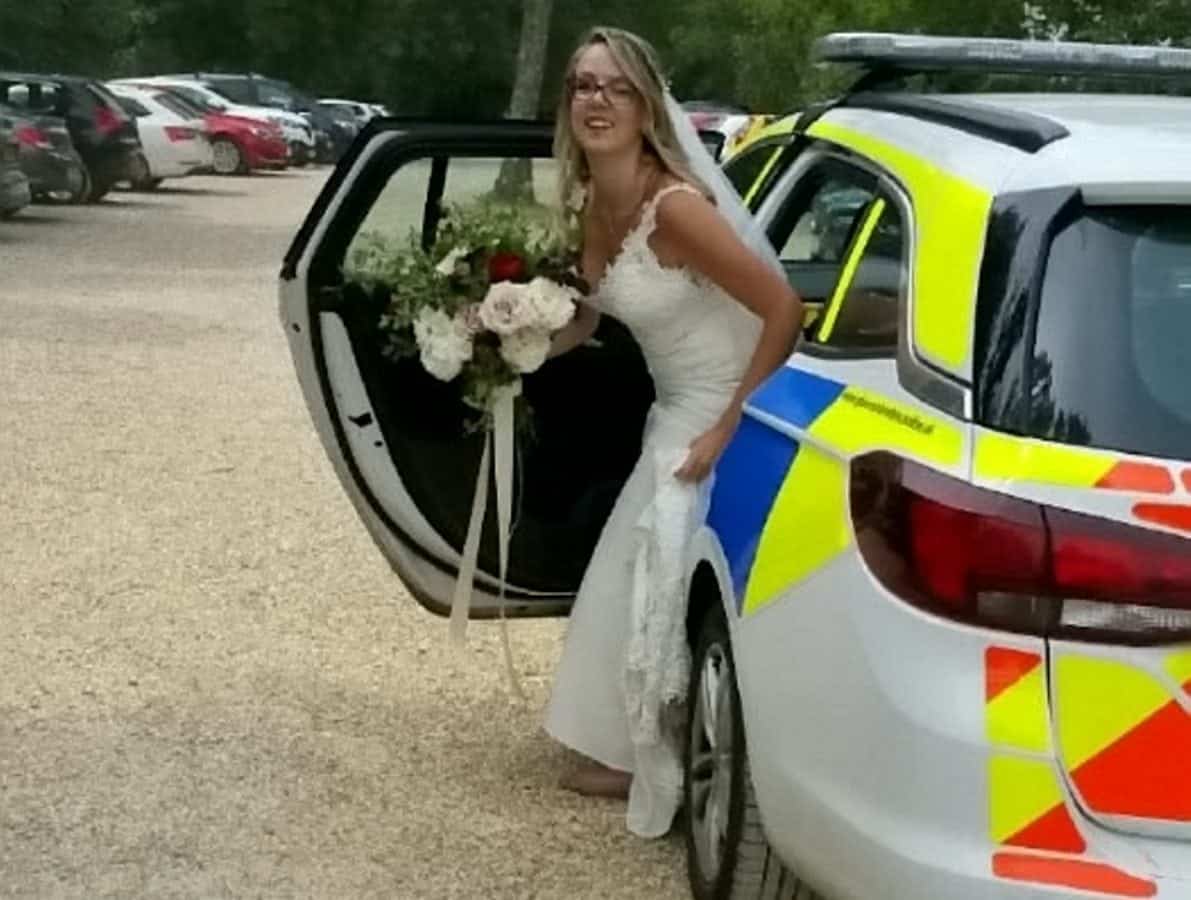 Stranded bridal party still made it to the church on time after they were given a lift – by POLICE