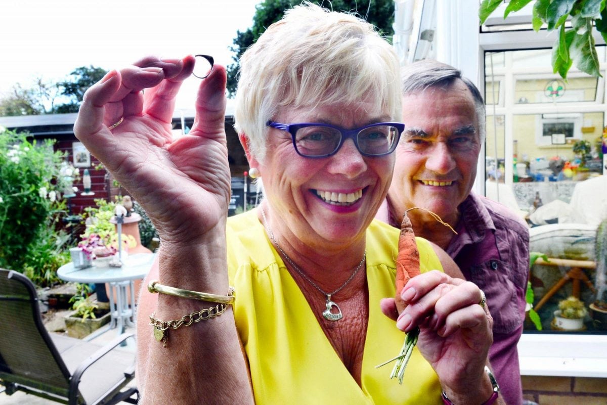 Woman reunited with lost ring found it grown around a CARROT in her back garden