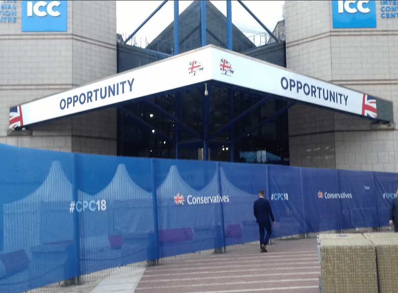 Actual barrier to opportunity erected outside Tory Party Conference