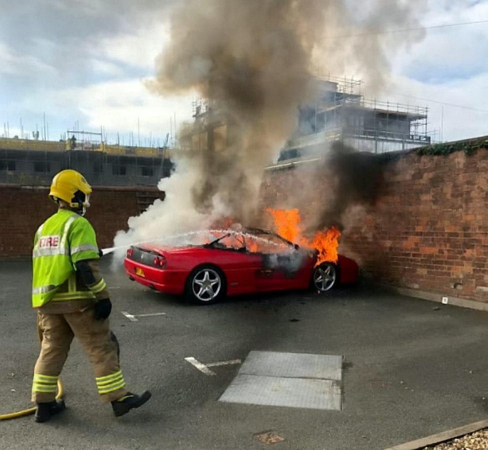 The moment a £100,000 Ferrari Spider became a fireball