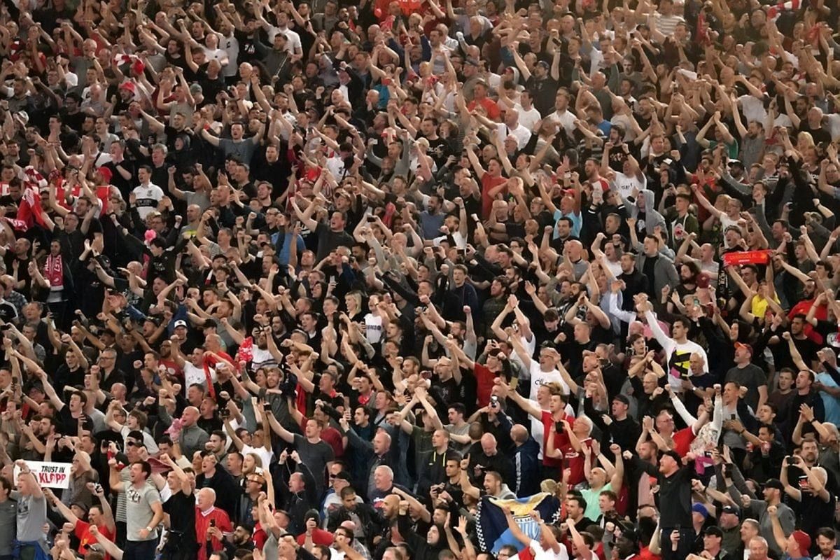 Famous sports pundits in the Liverpool vs Man City stands