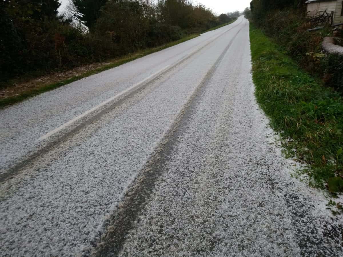 Parts of Devon and Cornwall were hit with snow today