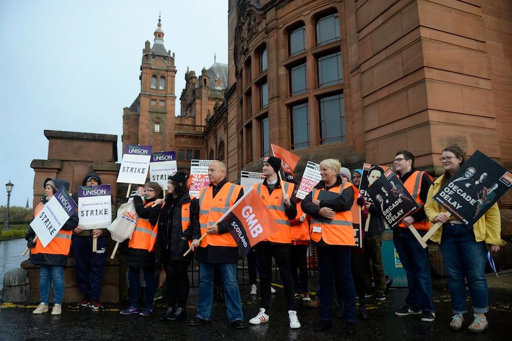 Thousands of low paid women are striking over equal pay dispute