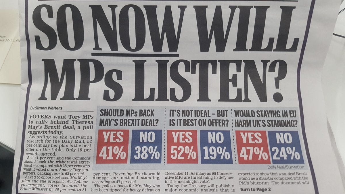Daily Mail splash buries incovenient stats they found to rally MPs for May’s deal
