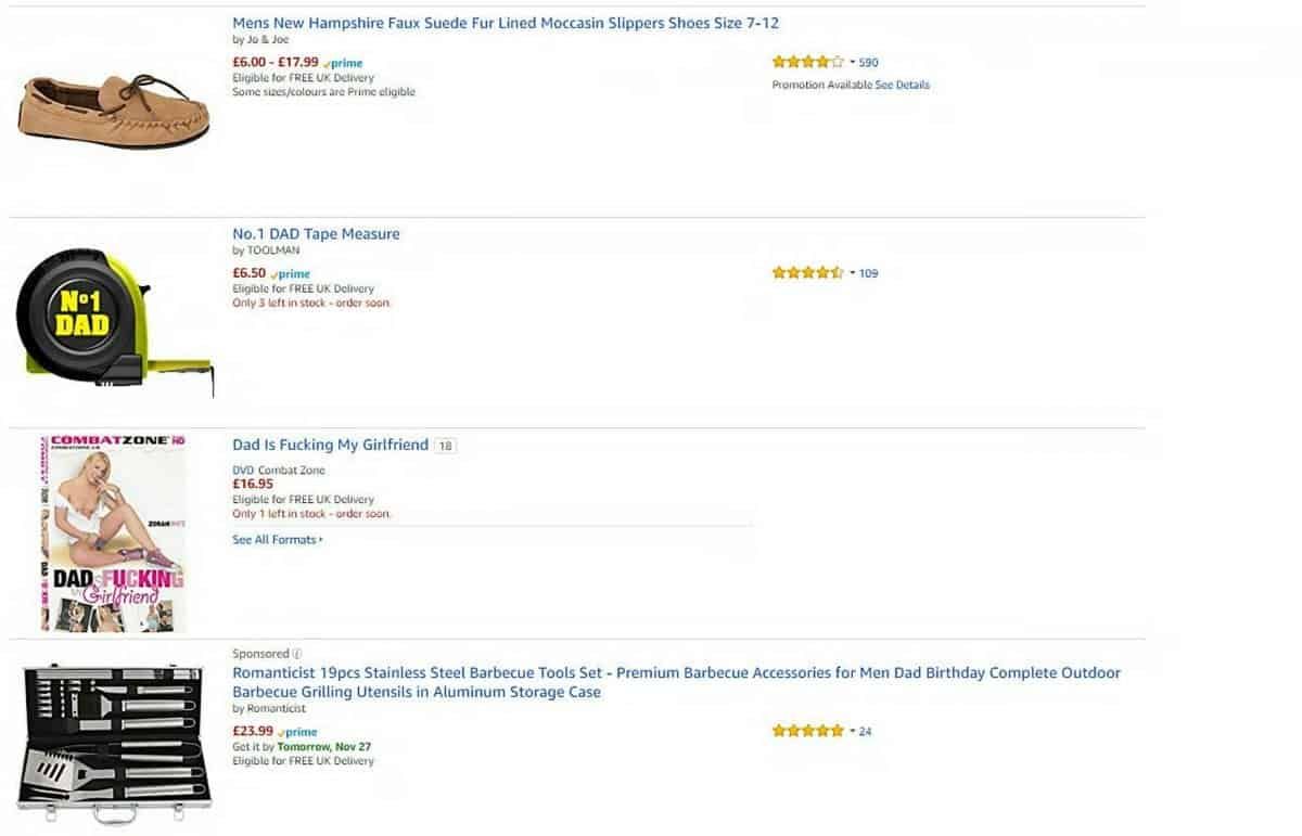 Amazon under fire for hardcore porn DVD for sale in Dad Gifts