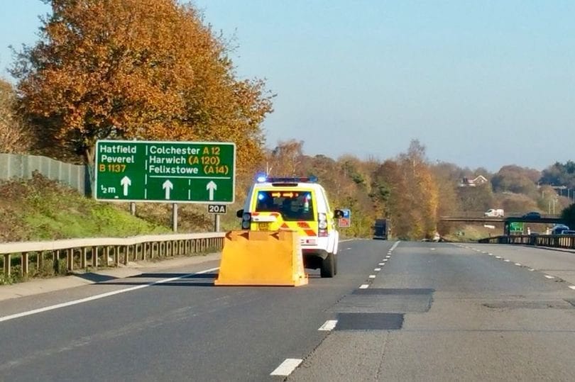 Brazen driver dumps an entire SKIP on busy motorway