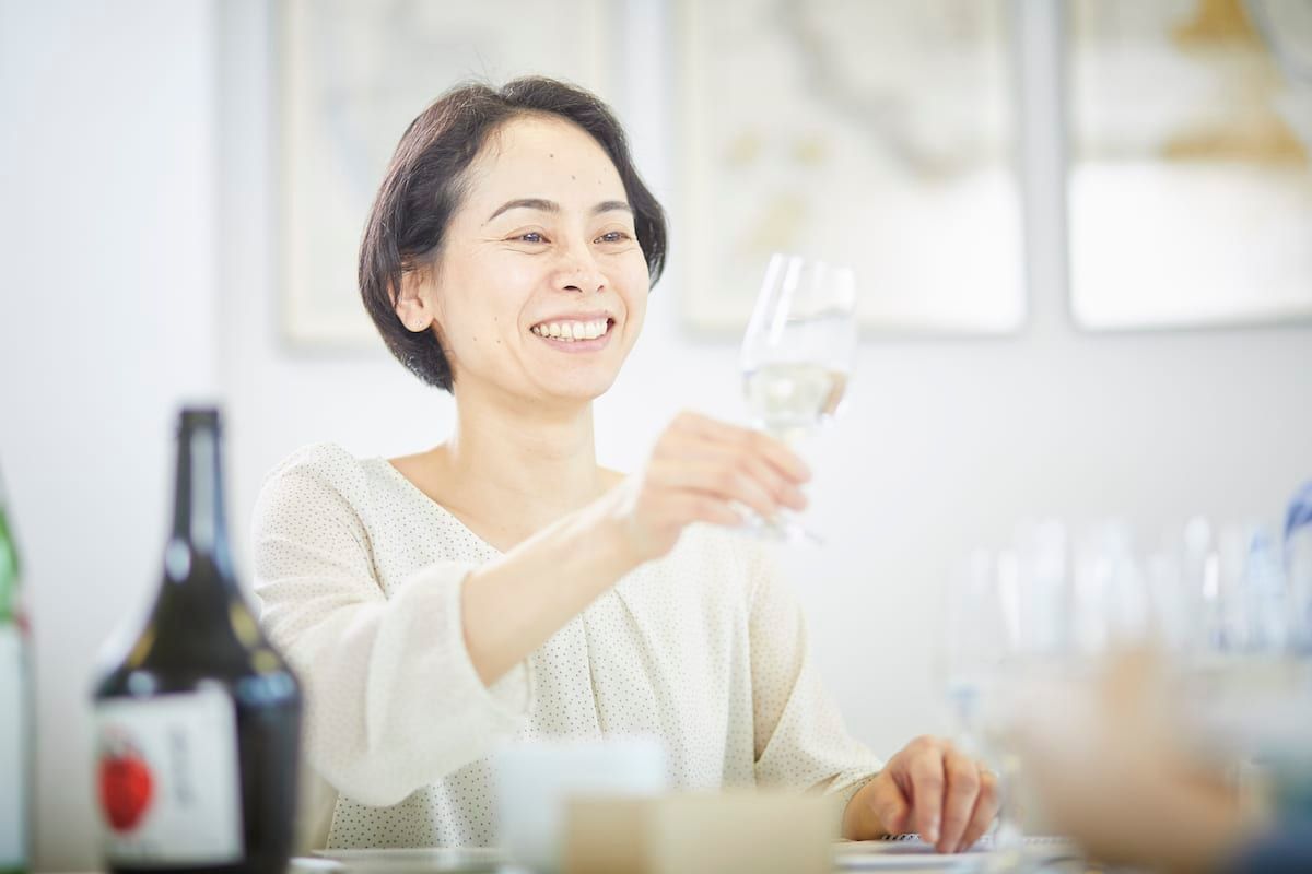 Sake being poured