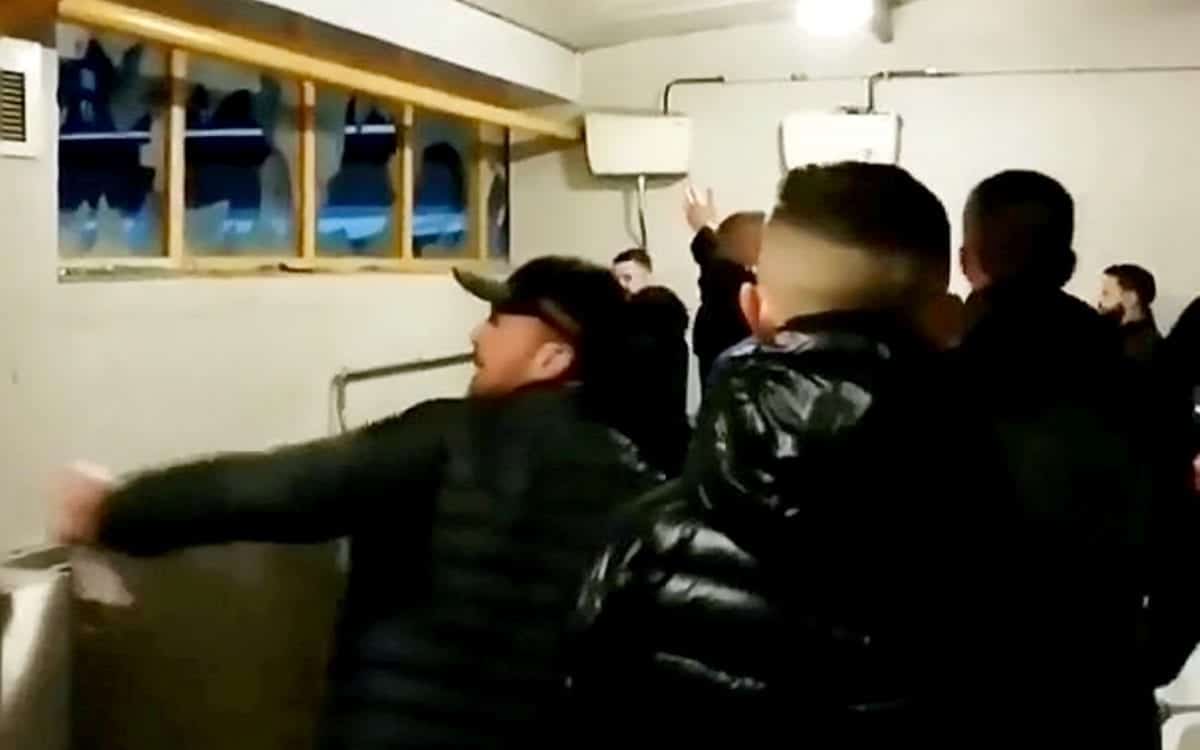Police hunt football hooligans filmed smashing toilets during Stoke City vs Port Vale riot