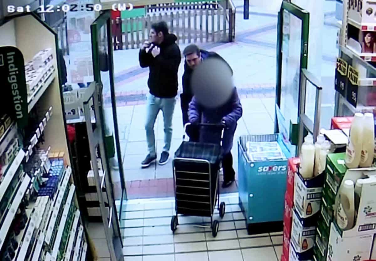 Police hunting crooks caught creeping up behind pensioner before stealing purse