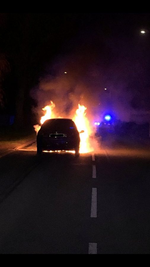 Car bursts into flames after being driven on wheel rims for miles by drink-driver