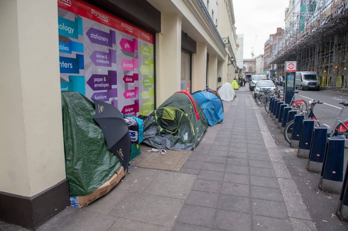 Broken Britain: Nine rough sleeper’s tents on one of London’s richest streets as weather freezes