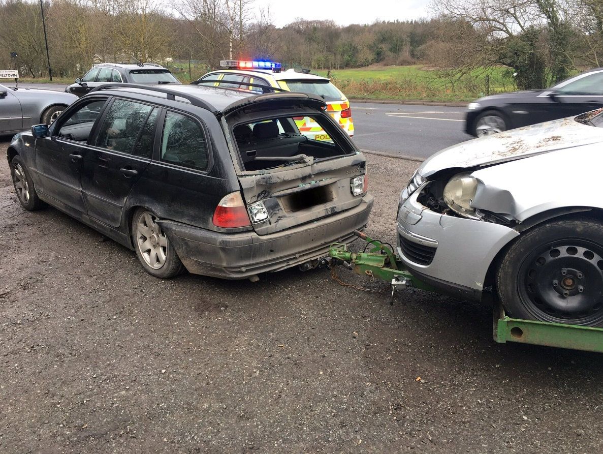 Police officers seize ‘shed on wheels’ driving down the motorway