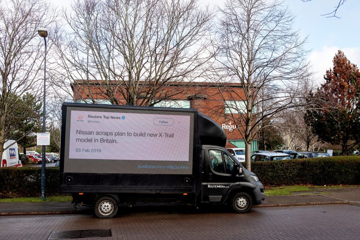 Media TV Truck Van Parked in Front of Parliament European Building