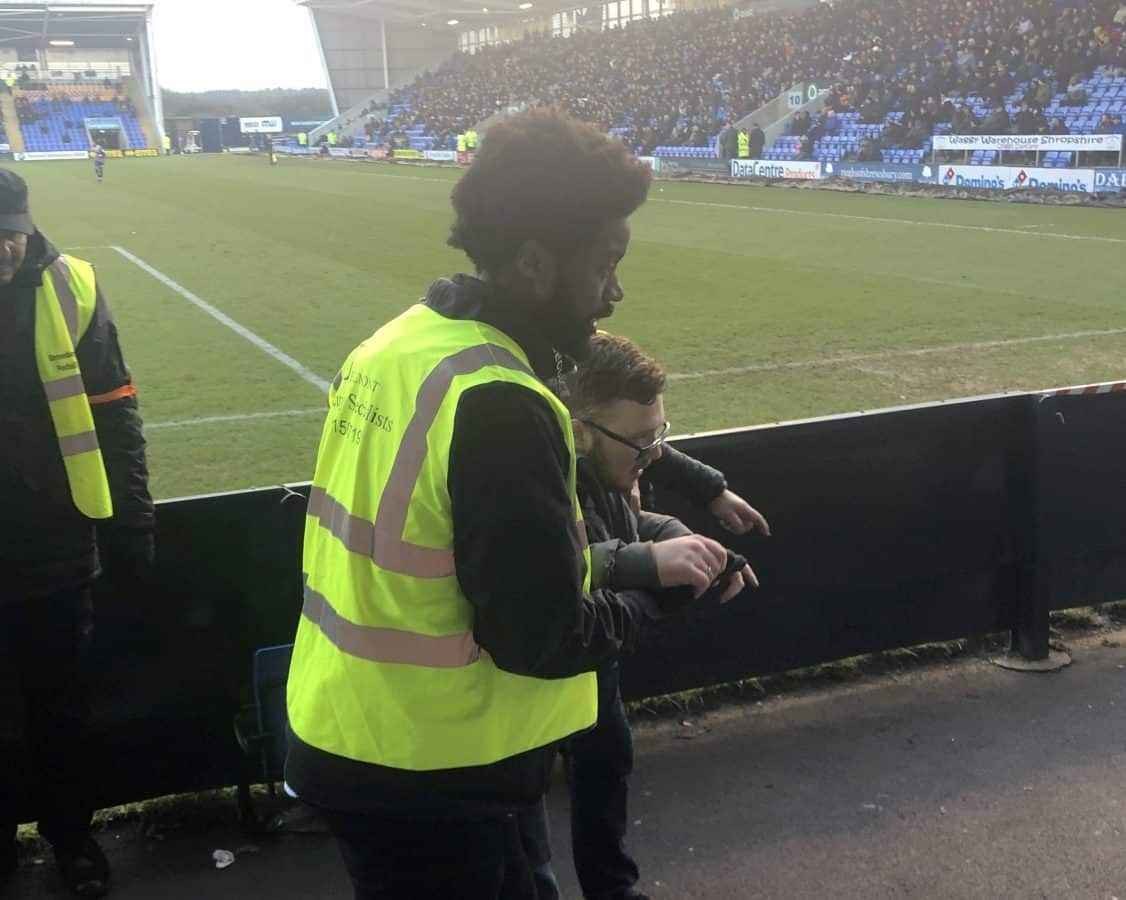 Shrewsbury Town steward named man of the match after helping rival Luton Town fan to celebrate