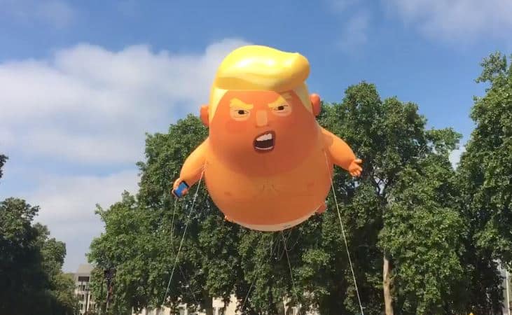 Baby Donald Trump blimp stalks Trump around the world to today’s crucial Texas rally