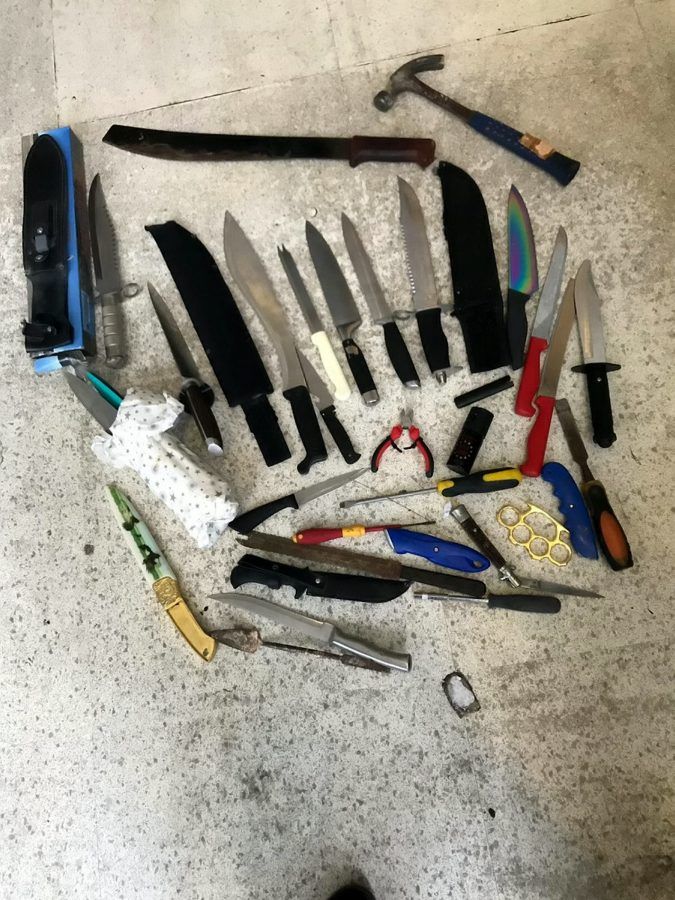 knives seized by police (SWNS)