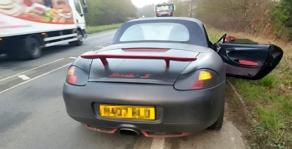 Porsche was abandoned at the side of a road after a minor hit-and-run