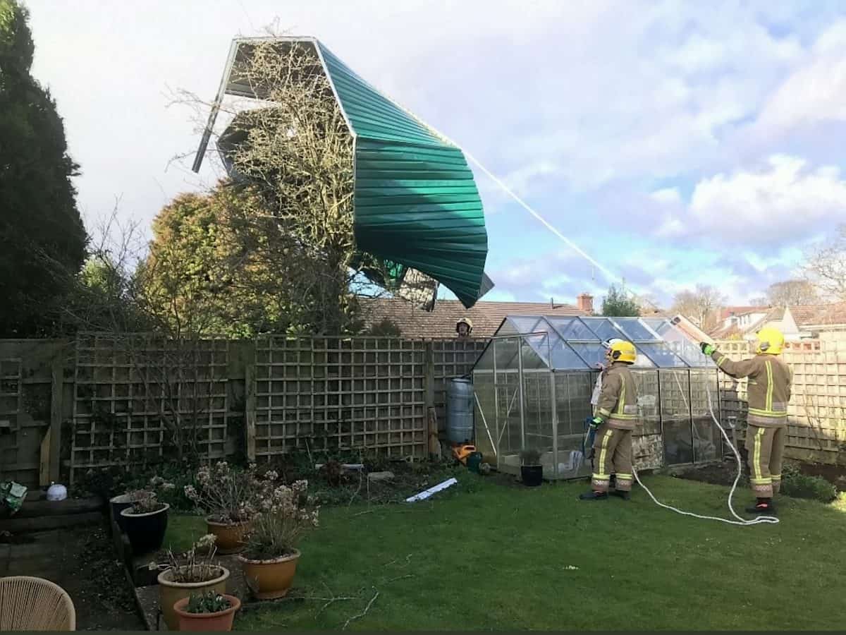 More strong winds warning as trail of devastation includes a shed in a tree