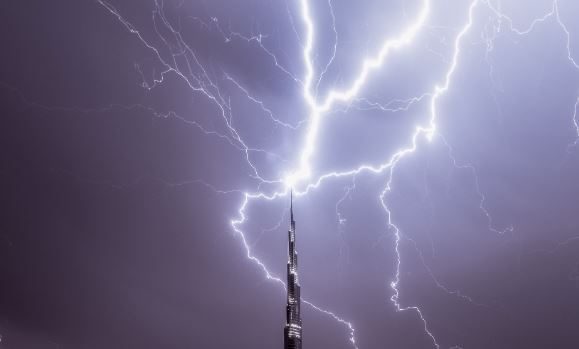 In pics – Lightning strike hits the Burj Khalifa during recent storms