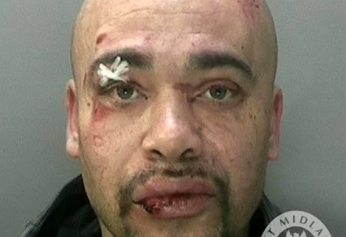 Mug shot shows battered face of knifeman who was bravely tackled by residents