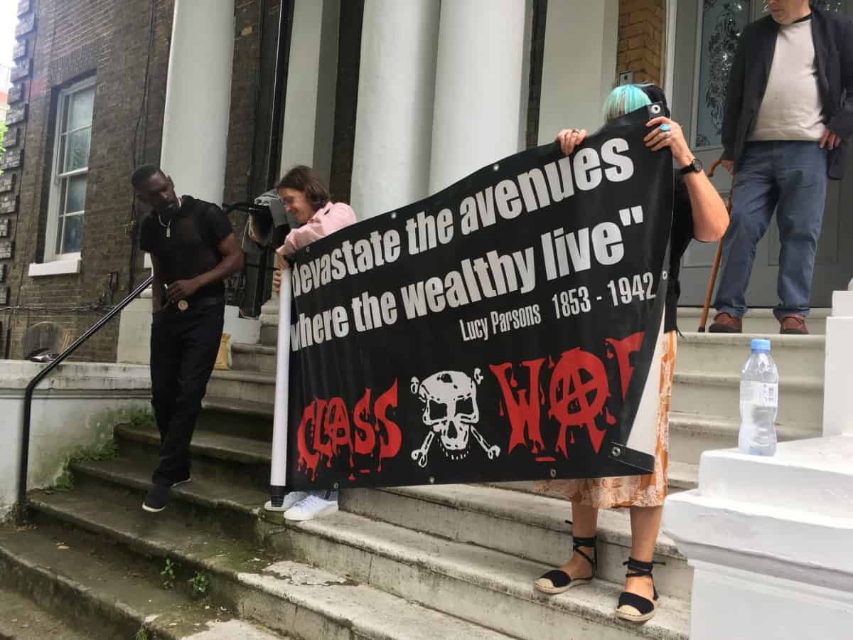 Anarchists outside flat where police arrived following row between Boris Johnson and his girlfriend