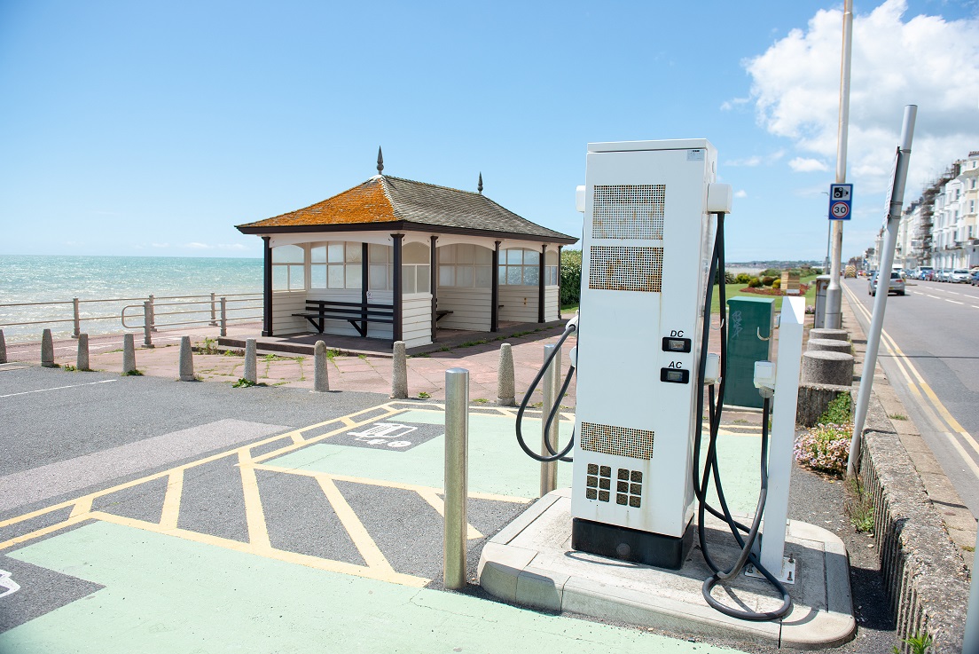 Electric car charging point in Hastings, 21st June 2019