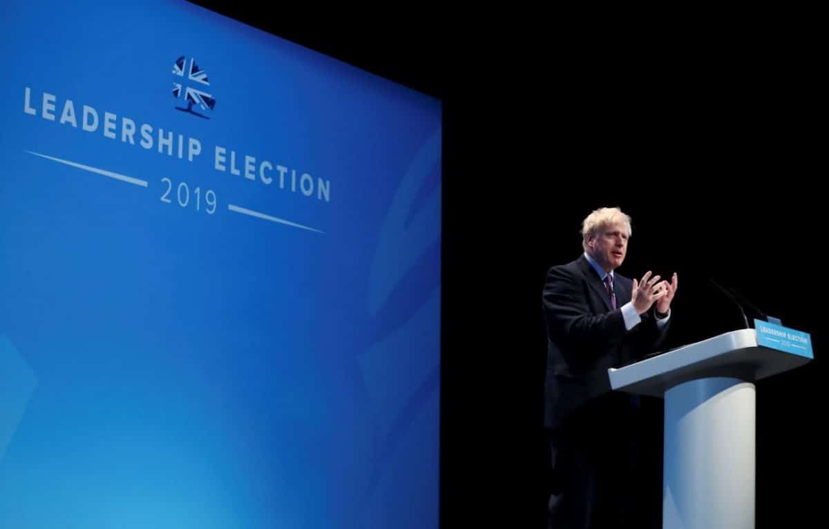 Boris Johnson, a leadership candidate for Britain's Conservative Party, speaks during a hustings event in Birmingham, Britain, June 22, 2019. REUTERS/Hannah McKay