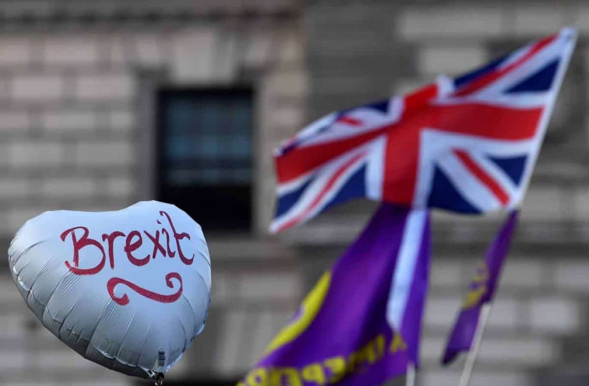 Pro-Brexit protesters display a balloon at the March to Leave demonstration in London, Britain March 29, 2019. REUTERS/Toby Melville