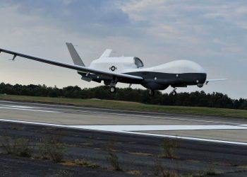 The MQ-4C Triton unmanned aircraft system prepares to land at Naval Air Station Patuxent River, U.S., after completing an approximately 11-hour flight from Northrop Grummanis California facility, U.S., September 18, 2014. U.S. Navy/Handout via REUTERS