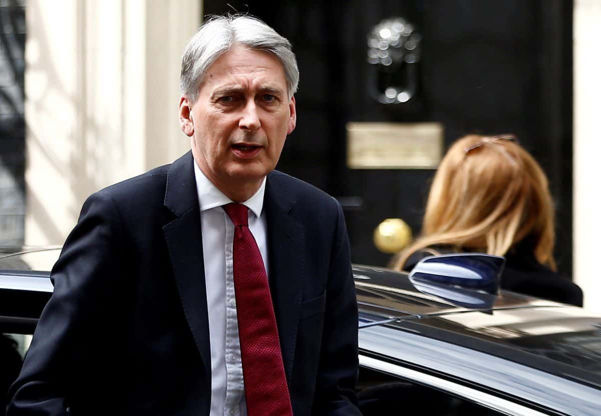 Britain's Chancellor of the Exchequer Philip Hammond is seen outside Downing Street in London, Britain May 7, 2019. REUTERS/Henry Nicholls