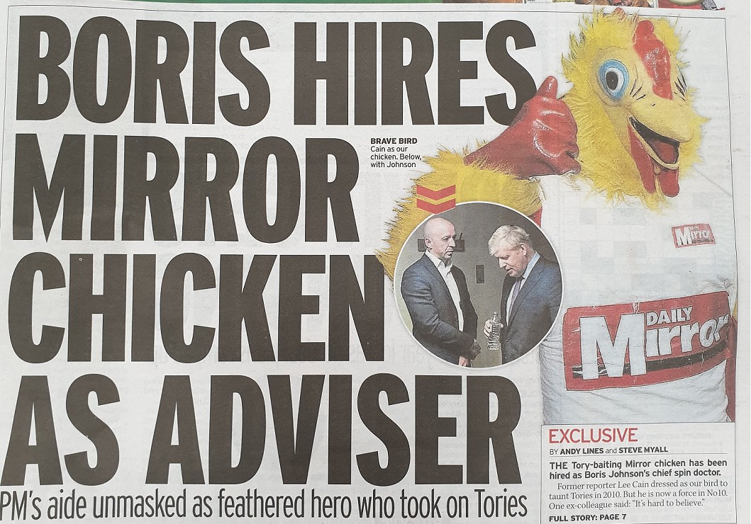 Mirror chicken hired as Boris Johnson’s spin doctor