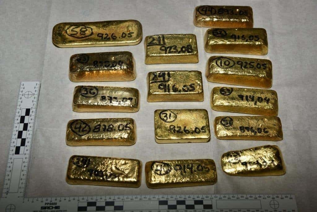 Four million pounds worth of gold has been seized at Heathrow by officers investigating a south American drugs cartel