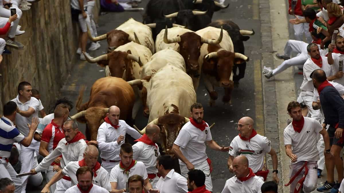 Three people gored running with bulls at Pamplona festival
