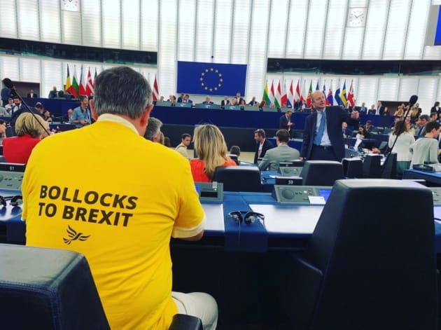 Lib Dem MEPs put on Boll*cks to Brexit t-shirts in European parliament