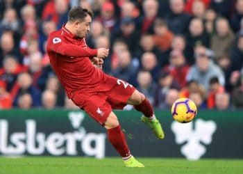 Liverpool's Xherdan Shaqiri during the Premier League match at Anfield, Liverpool.