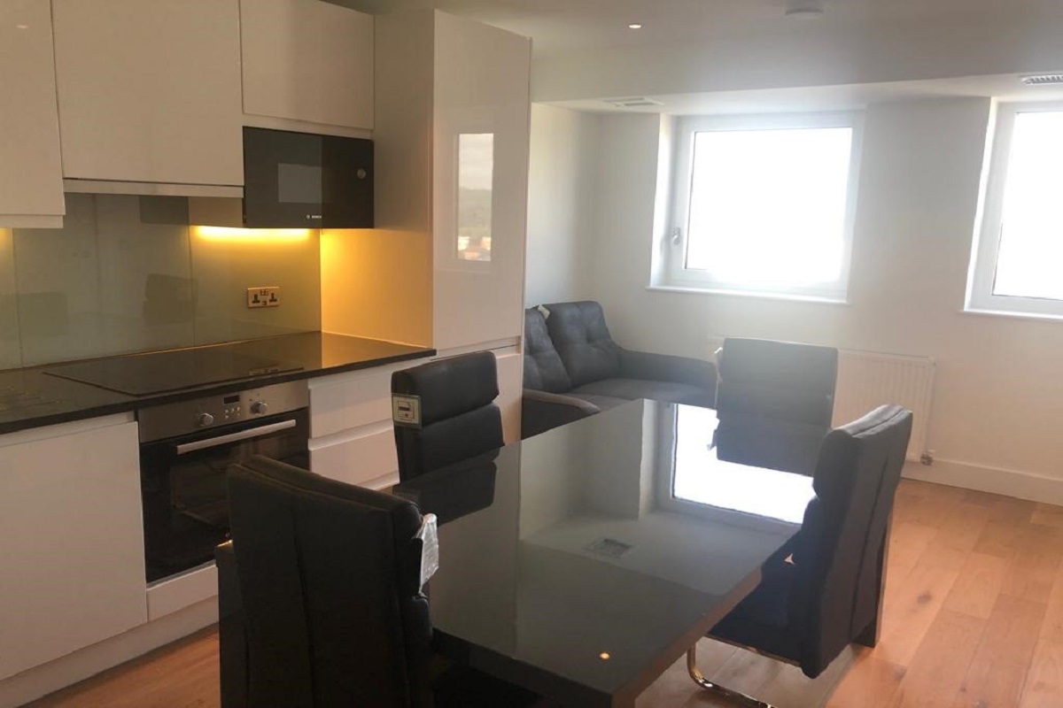Open plan kitchen, diner, lounge for first time buyers