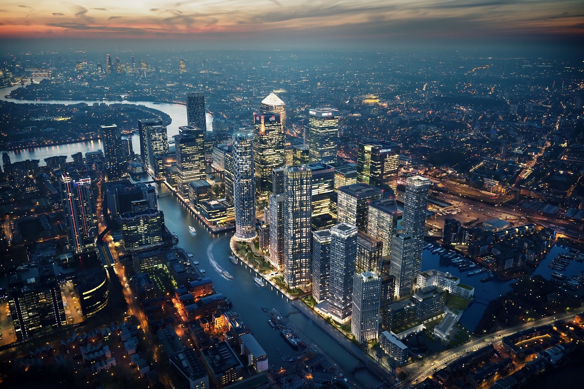 Tallest residential building in Wood Wharf tops out at 215 metres