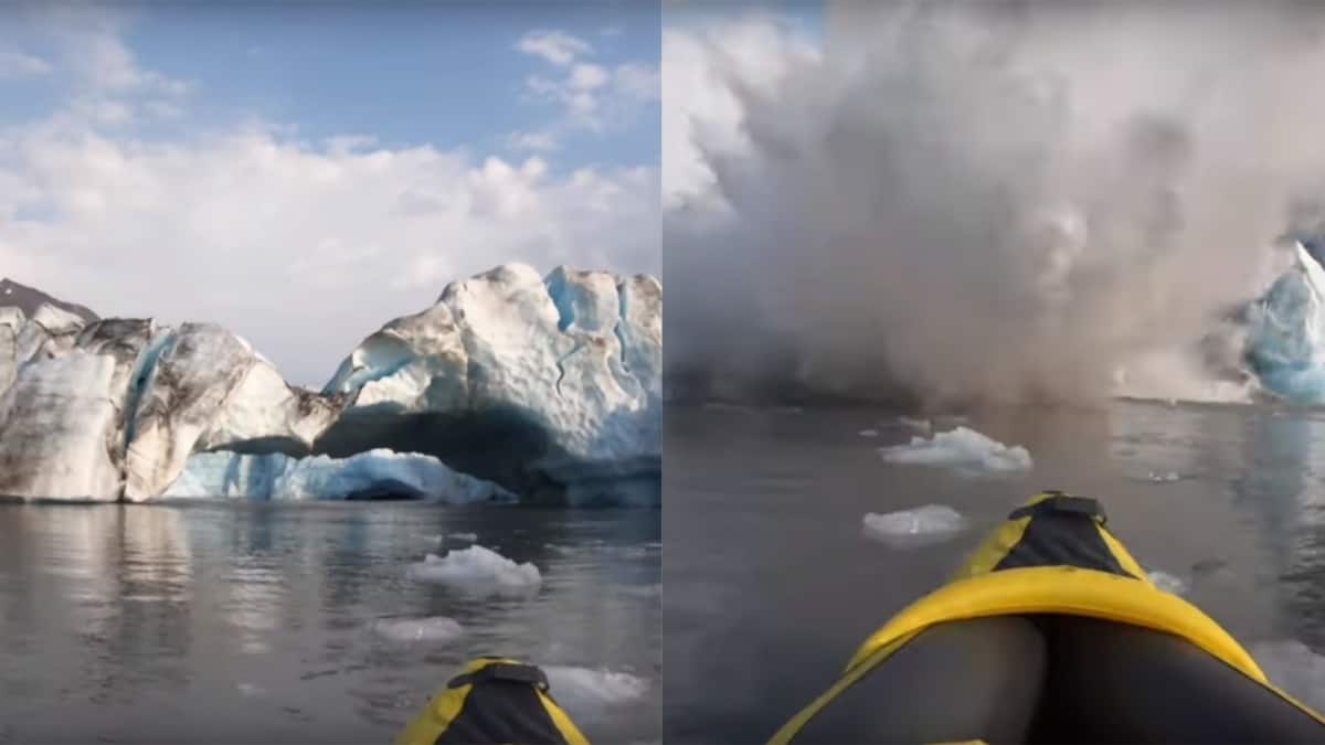 Watch – Kayakers ‘lucky to be alive’ after glacier collapses just metres away