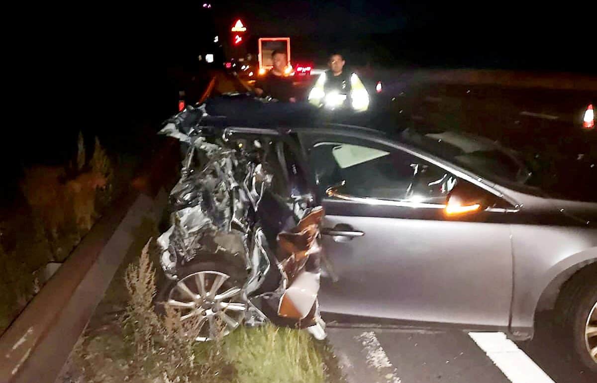 Broken-down Volvo crushed “like a concertina” after lorry ploughs into it