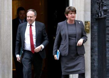 DUP Nigel Dodds and Arlene Foster leave Number 10