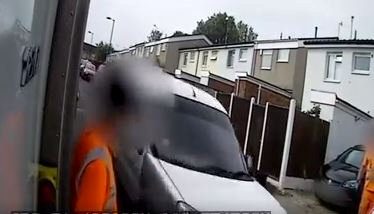 Nerve-wracking footage shows multiple incidents where vehicles narrowly miss hitting binmen