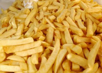 1500 portions of chips form the World's largest bag of chips at Hereford Racecourse in Hereford as part of National Chip Week.