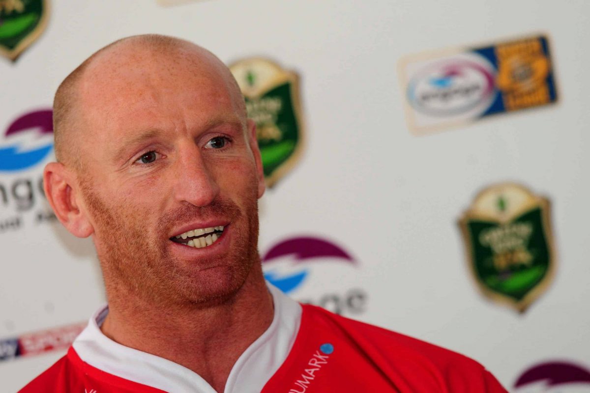 Celtic Crusaders new signing Gareth Thomas during the press conference at The Racecourse Ground, Wrexham.