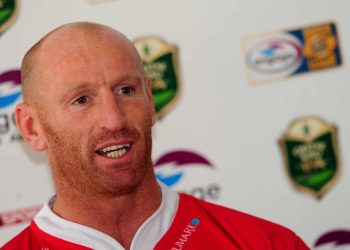 Celtic Crusaders new signing Gareth Thomas during the press conference at The Racecourse Ground, Wrexham.