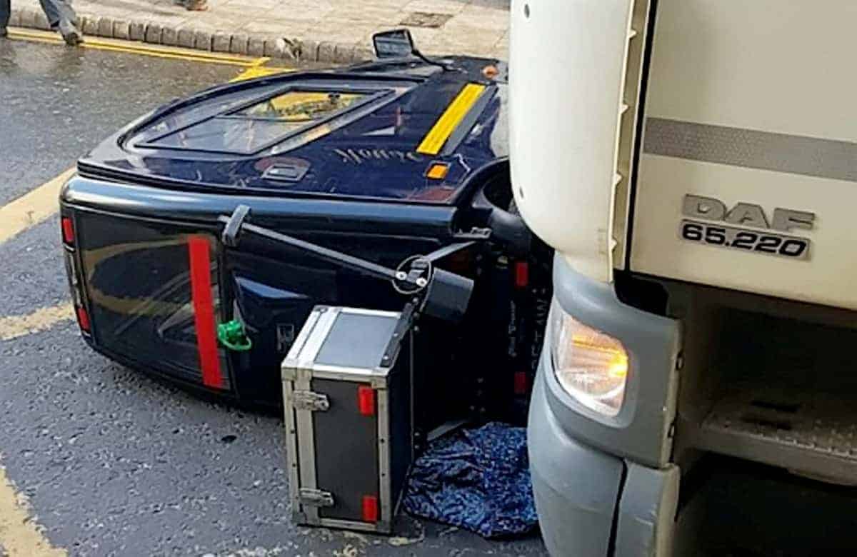 Disabled woman narrowly cheated death when mobility scooter crushed by a lorry
